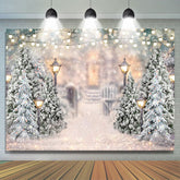 Lofaris Glitter And Snowy World With Street Lamp Winter Backdrop